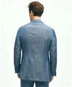 Brooks Brothers Men's Regent Fit Wool Linen Herringbone Suit Jacket | Blue