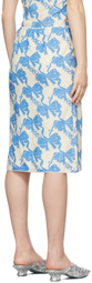 Maisie Wilen Blue & Beige Contender Mid-Length Skirt