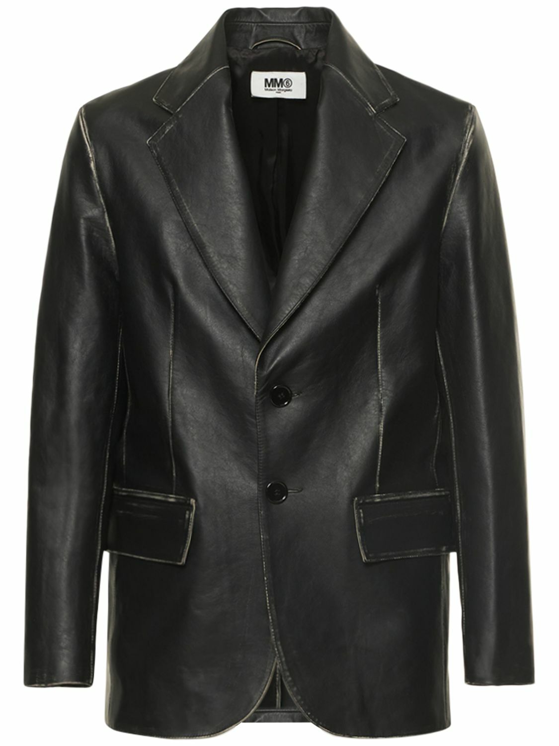 MM6 MAISON MARGIELA Vintage Effect Leather Blazer MM6 Maison