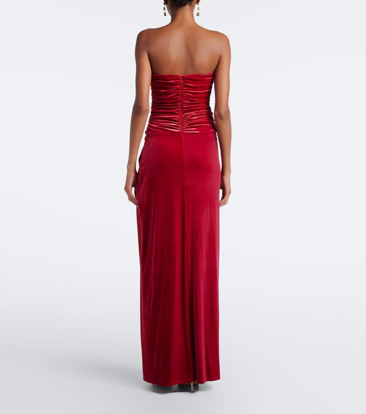 Simkhai Emma gathered velvet bustier gown