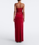 Simkhai Emma gathered velvet bustier gown