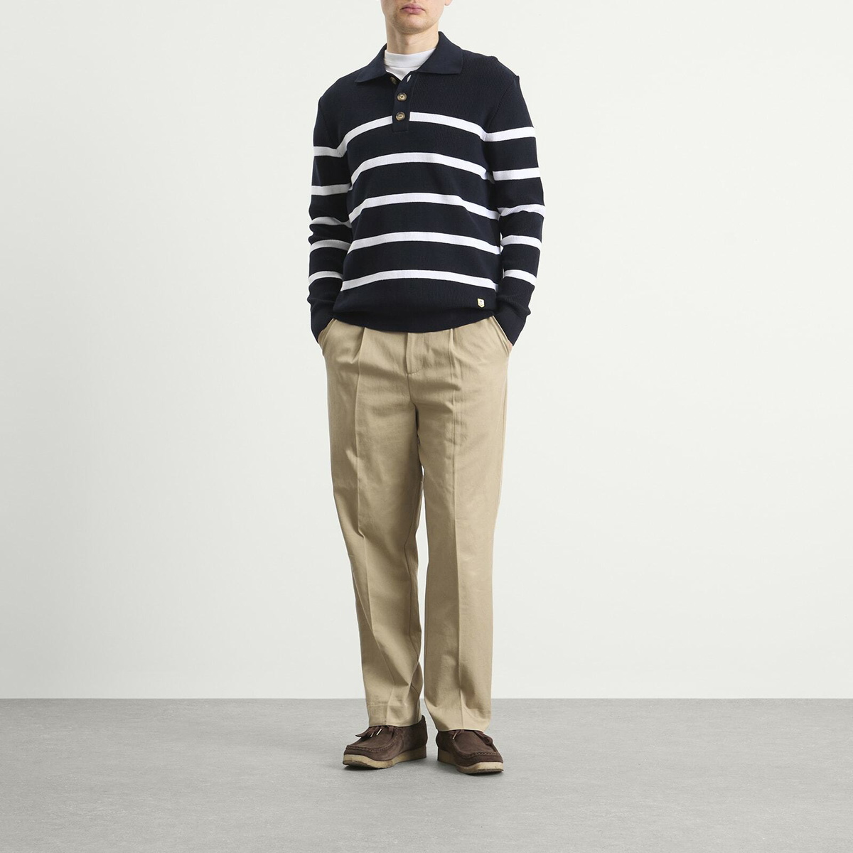 Armor-Lux Men's Knit Polo in Marine Deep/Blanc