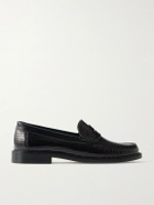 VINNY's - Yardee Lizard-Effect Leather Penny Loafers - Black
