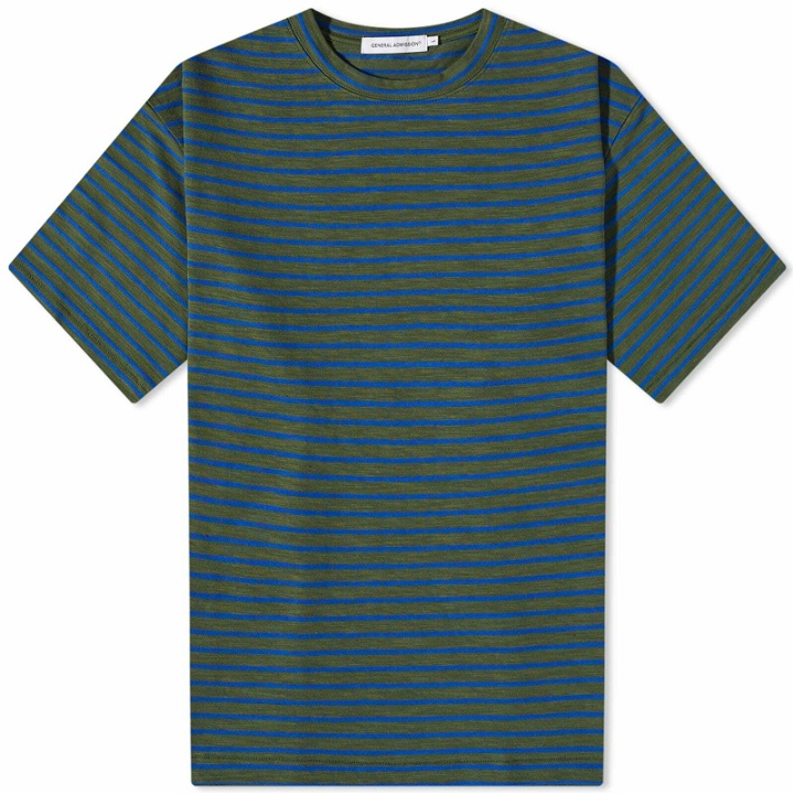 Photo: General Admission Men's Striped Slub T-Shirt in Green Blue