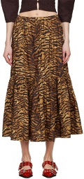 GANNI Brown Flounce Maxi Skirt