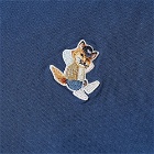 Maison Kitsuné Men's Dressed Fox Patch Classic T-Shirt in Blue Denim
