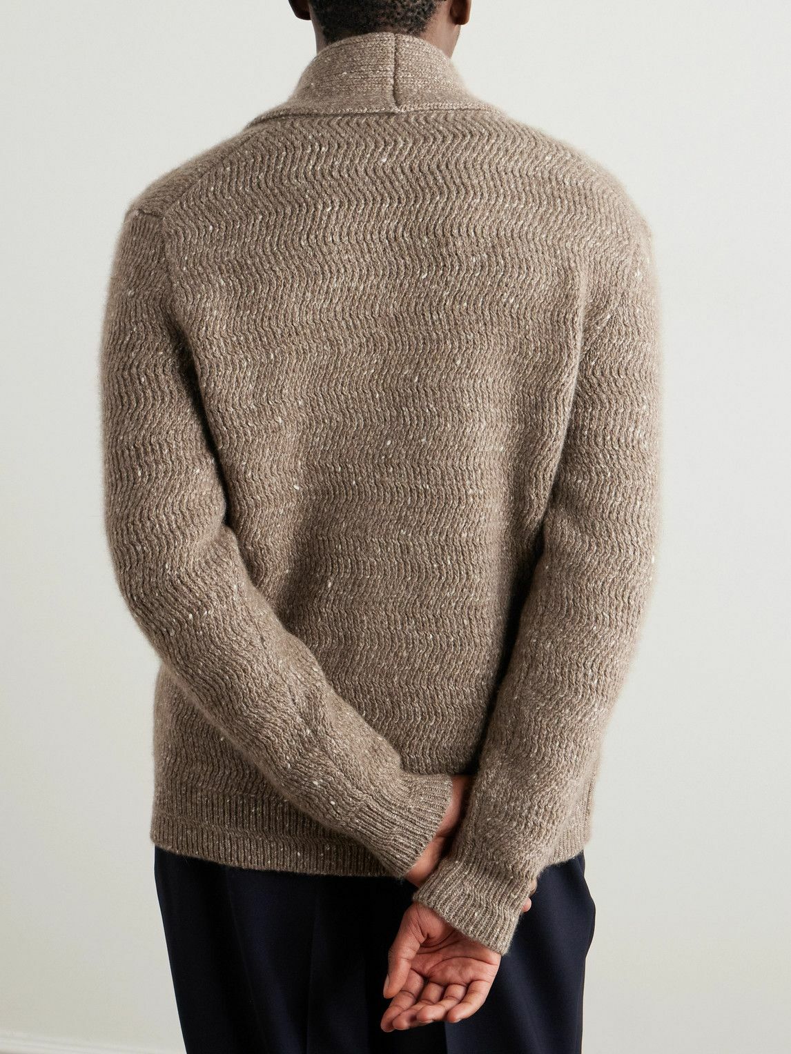 Brioni - Shawl-Collar Ribbed Cashmere Cardigan - Neutrals
