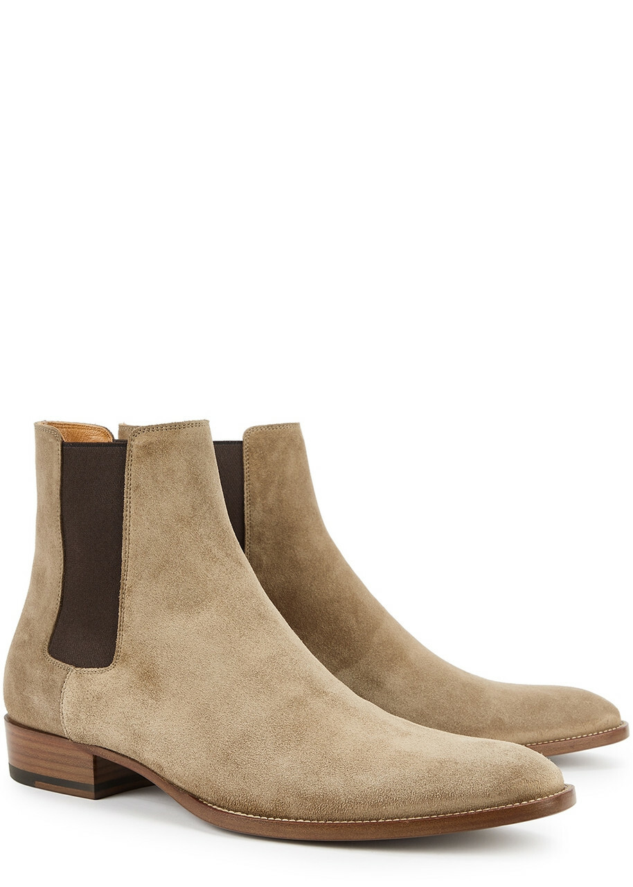 Saint Laurent Wyatt 30 Suede Chelsea Boots Tan Saint Laurent