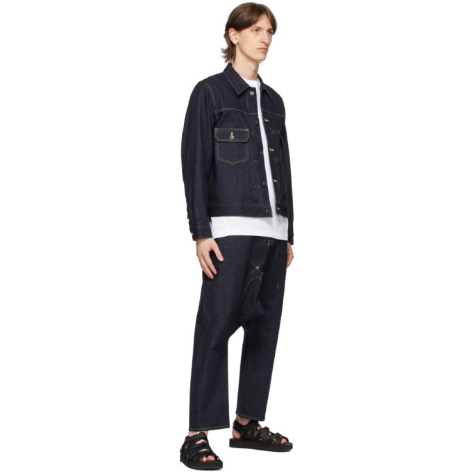 Fumito Ganryu Indigo Sarrouel Cropped Jeans