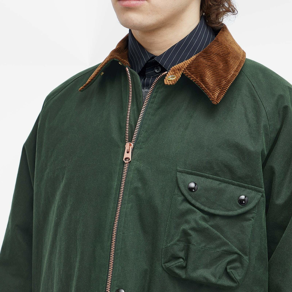Drake's Men's Waxed Coverall Jacket in Emerald Green Drake's