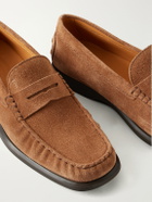 Tod's - Gathered Suede Penny Loafers - Brown