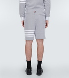 Thom Browne - 4-Bar striped seersucker cotton shorts