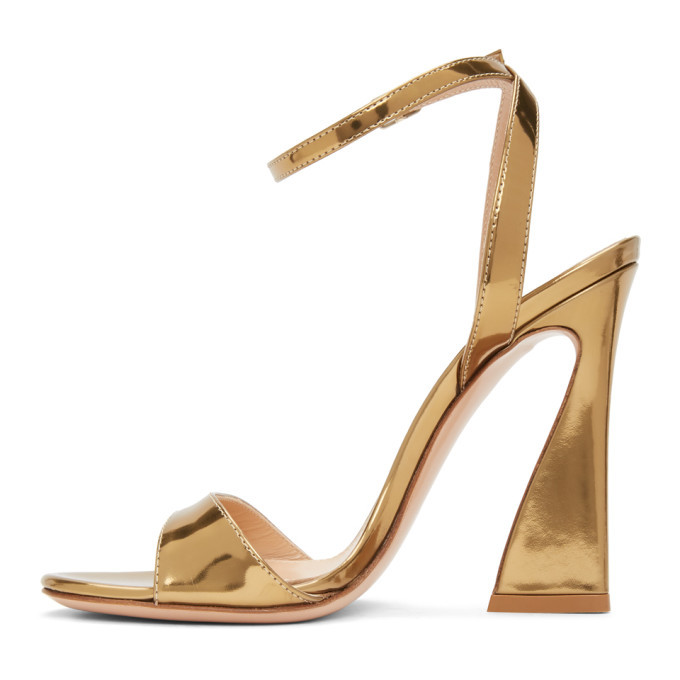 Gianvito Rossi Gold Ankle Strap Curved Heels Gianvito Rossi