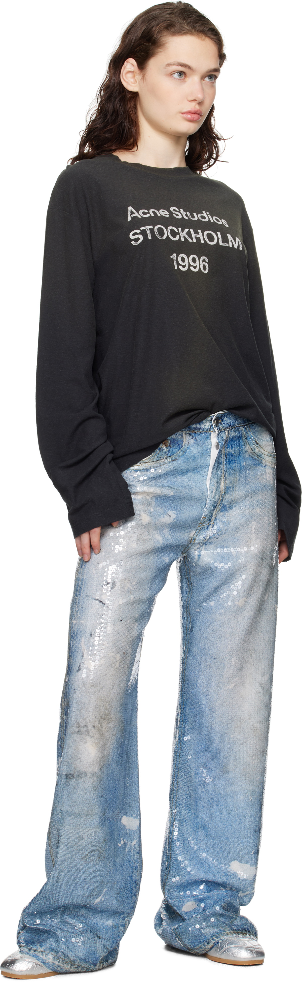 Acne Studios Blue Printed Sequin Trousers