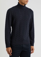 Aurélien Dolcevita Cable-knit Wool-blend Jumper Navy