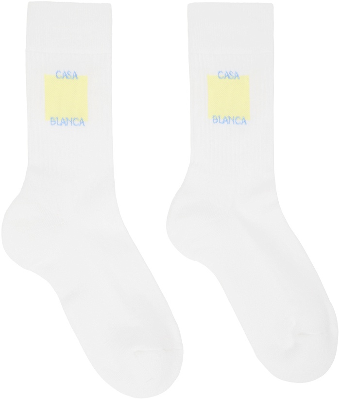 Photo: Casablanca White & Yellow Casa Logo Socks