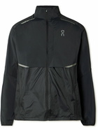 ON - Weather Logo-Print Colour-Block Recycled-Shell Hooded Jacket - Black