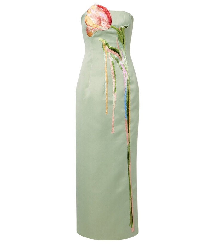 Photo: Leo Lin Marilyn floral-appliqué bustier dress