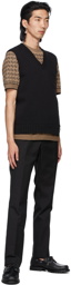 Fendi Brown & Black Knit Logo T-Shirt