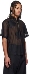 FORMA Black Flower Patches SS Zip Polo