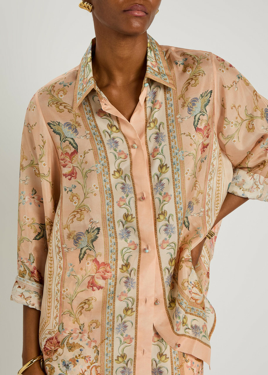 Zimmermann Roselight Printed Silk Shirt Pink