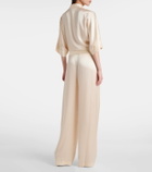 The Sei Cropped silk satin wrap blouse