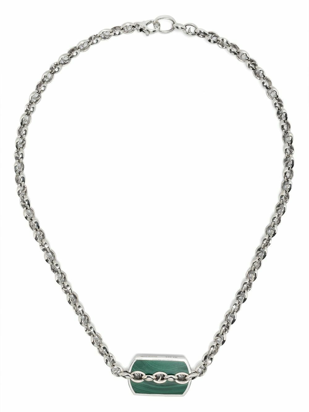 Stephen Webster Sterling Silver Inline Razer Tag Malachite Necklace