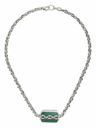 Stephen Webster Sterling Silver Inline Razer Tag Malachite Necklace