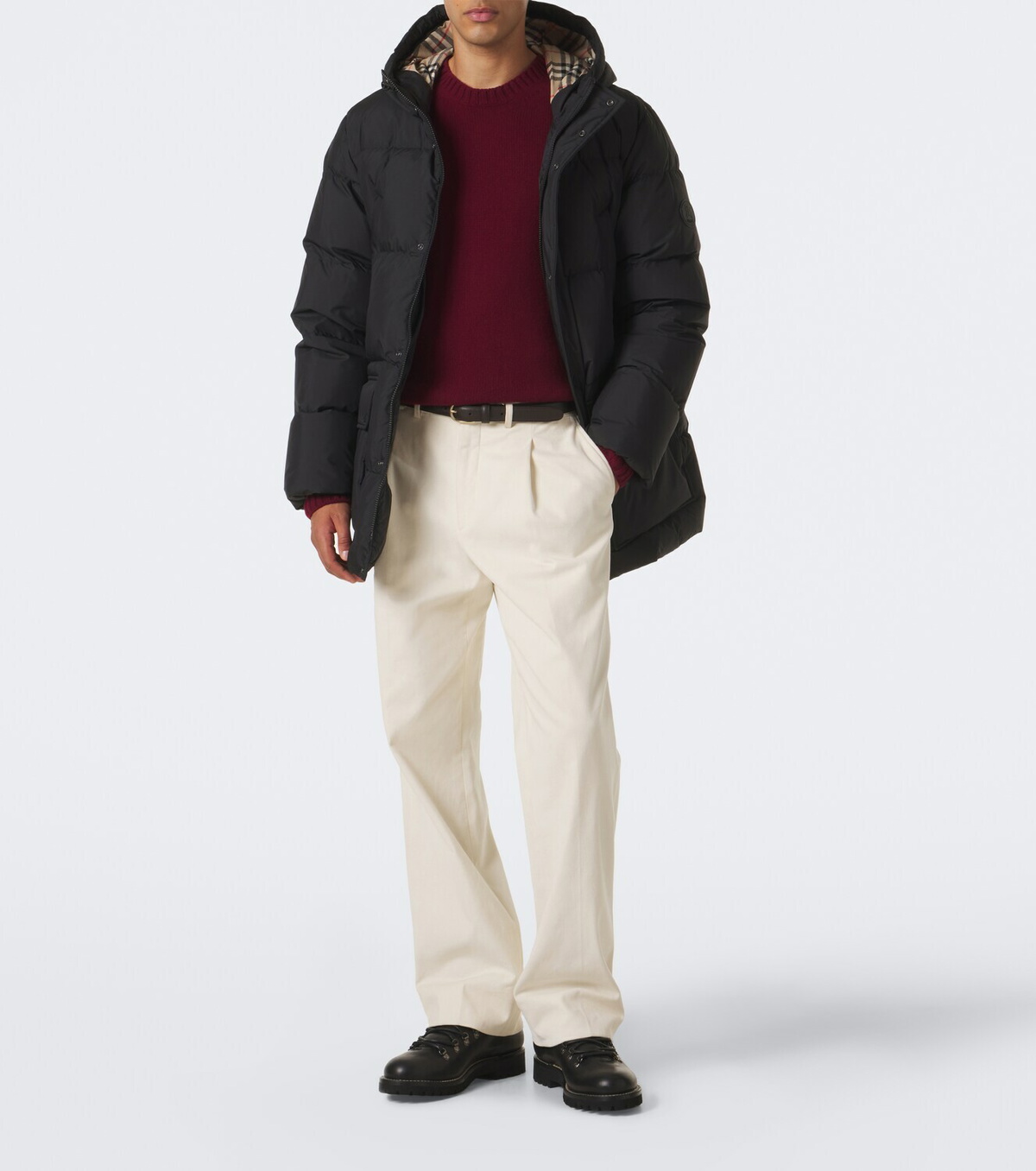 Burberry Burberry Check hooded down coat