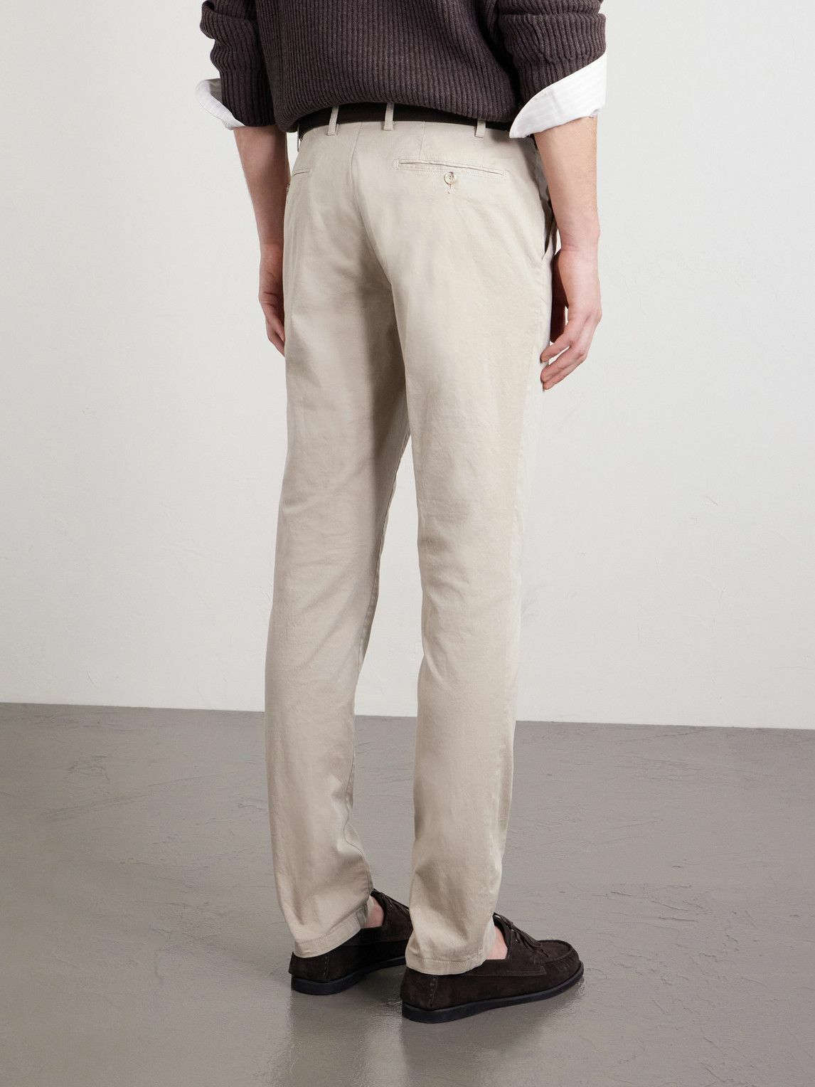 Canali - Tapered Cotton-Blend Twill Chinos - Neutrals