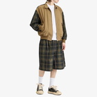 Comme des Garçons Homme Men's Weather Check Mix Harrington Jacket in Khaki/Beige