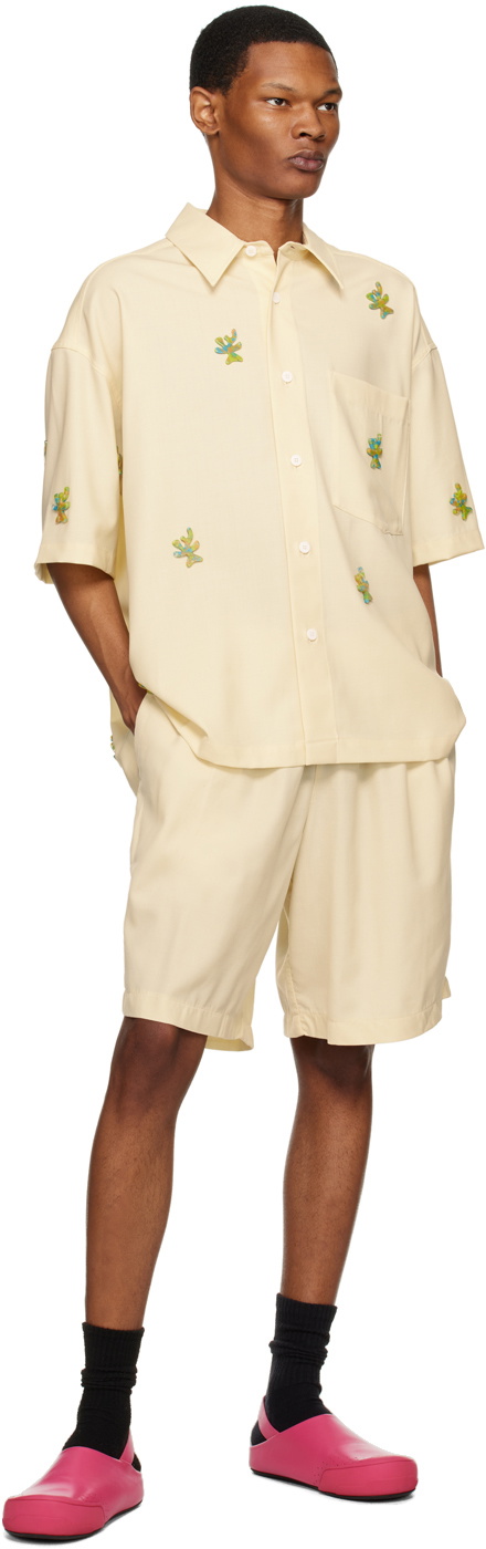 Bonsai Off-White Basket Fit Shorts