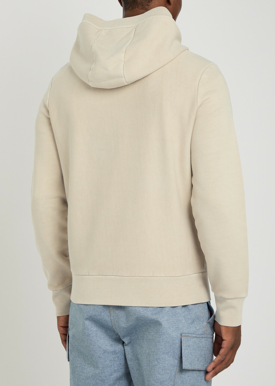 Moncler Logo Hooded Cotton Sweatshirt Beige