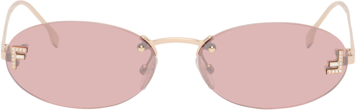 Fendi Gold 'Fendi First' Crystal Sunglasses