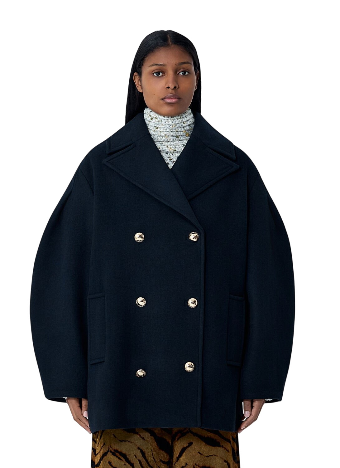 GANNI Blue Brushed Coat GANNI