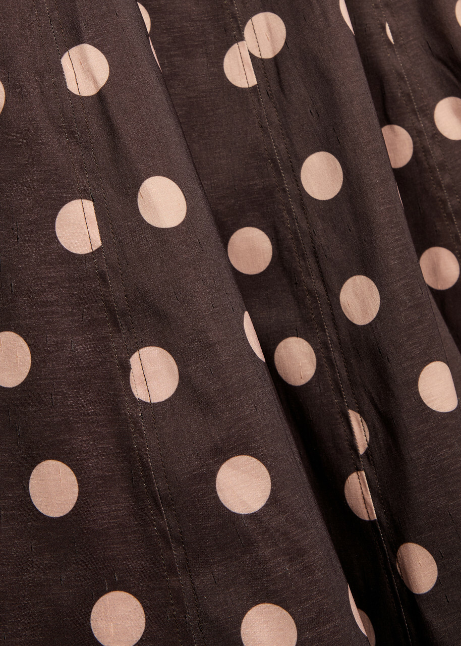 Rebecca Vallance Vivianne Polka-dot Slubbed-poplin Midi Dress Brown