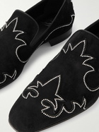 Christian Louboutin - Dandysiago Grosgrain-Trimmed Embellished Velvet Loafers - Black