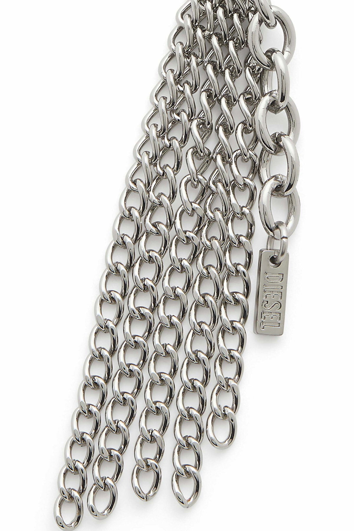 Diesel Metal keyring with chain fringes - Charms and Keyrings Womens in Silver