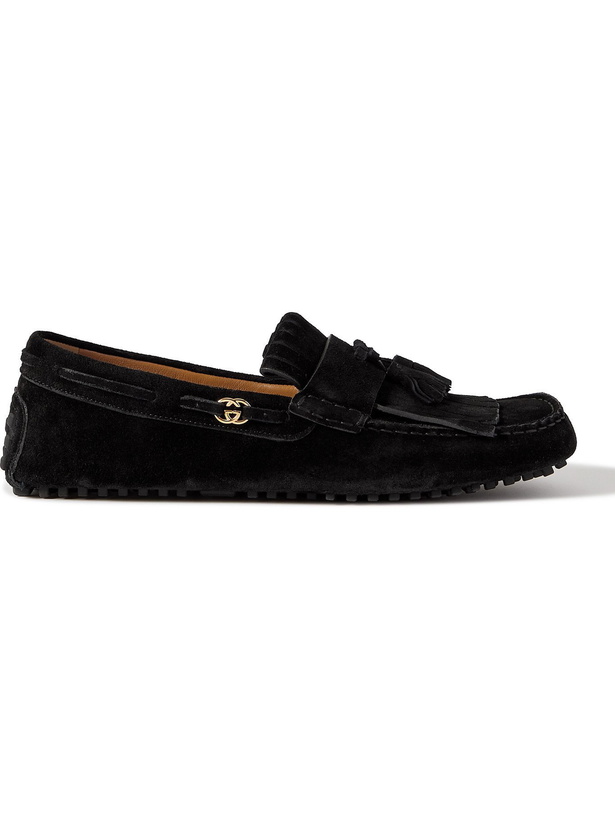 Photo: GUCCI - Ayrton Kilty Suede Tasselled Driving Shoes - Black - UK 9.5