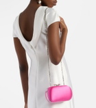Self-Portrait Bow embellished satin clutch