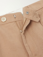 Brunello Cucinelli - Straight-Leg Pleated Cotton and Linen-Blend Trousers - Brown