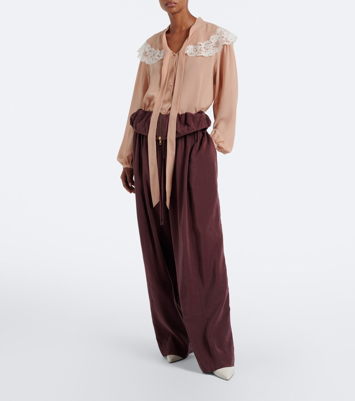 Chloé Silk-blend poplin wide-leg pants