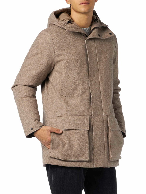 Photo: MC2 Saint Barth Man Hooded Parka Voyager With Herringbone Print