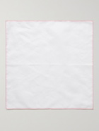 ANDERSON & SHEPPARD - Contrast-Tipped Cotton and Linen-Blend Pocket Square - White