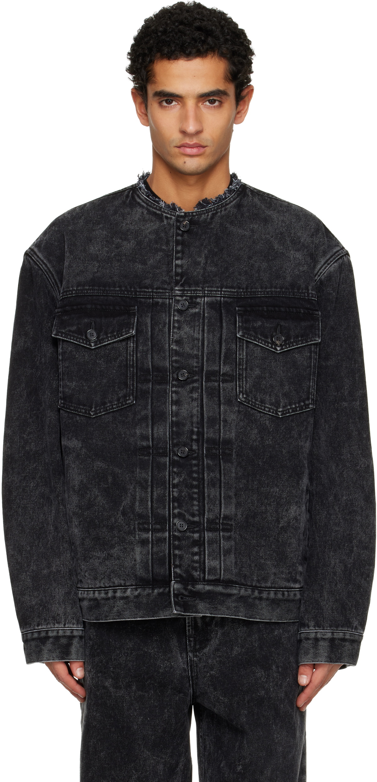 Lanvin Black Loose Fit Washed Denim Jacket