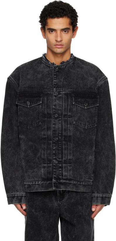 Photo: Lanvin Black Loose Fit Washed Denim Jacket