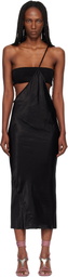 Rick Owens Black Temple Bias Strap Midi Dress