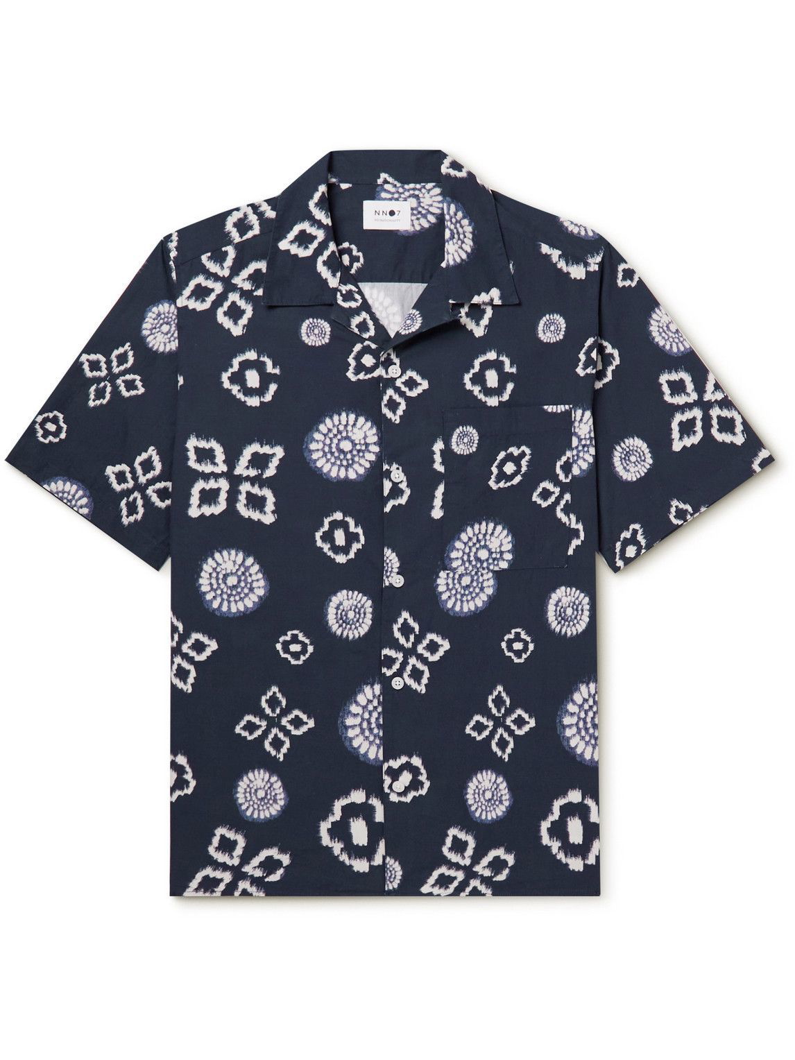 NN07 - Julio Convertible-Collar Printed Cotton-Poplin Shirt - Blue NN07