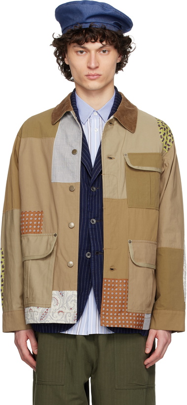 Photo: Comme des Garçons Homme Khaki Nylon Back Satin Mix Jacket