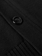 AMI PARIS - Logo-Embroidered Cotton and Merino Wool-Blend Cardigan - Black